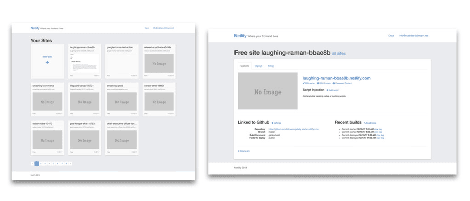 Les premiers prototypes du site de Netlify sont encore accessibles en ligne